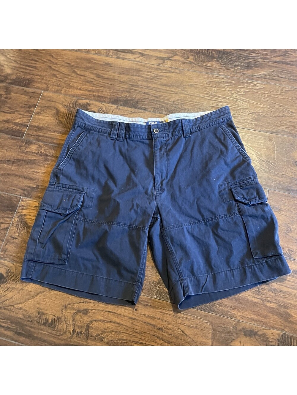 Polo Ralph Lauren Cargo Shorts Sz 42 Mens Navy Blue Pockets Heavy Duty Chino